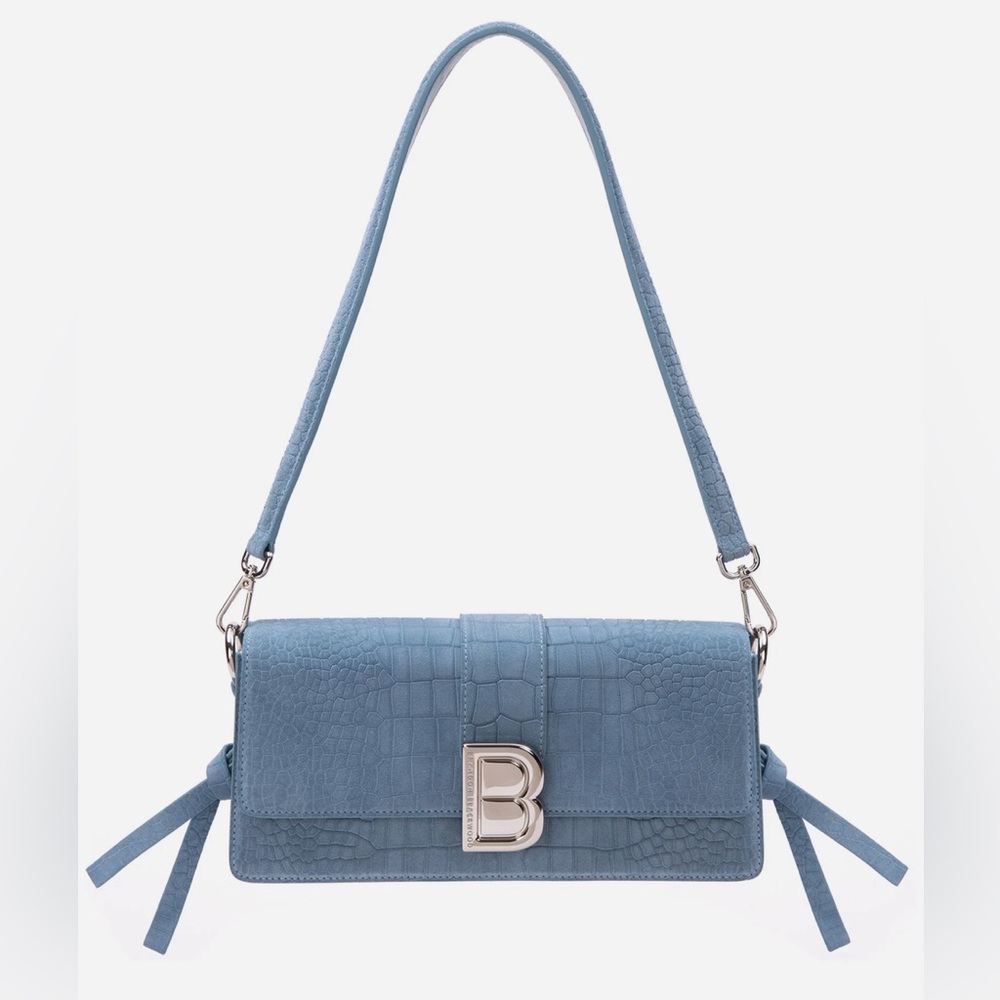 NWT Brandon Blackwood Nia Bag - Blue Croc Suede